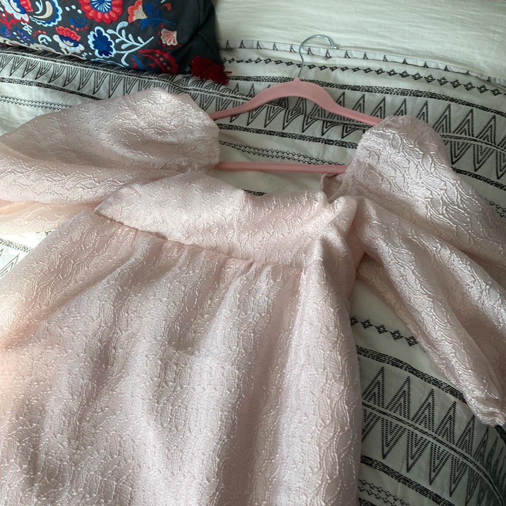 Anthropologie Textured Puff-Sleeve Dress (sand)